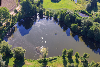 Vue aérienne de Lac de loisirs Schwanenweiher à Steinfeld dans le département Rhénanie-Palatinat, Allemagne