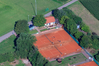 Vue aérienne de Courts de tennis du TC Minfeld à Minfeld dans le département Rhénanie-Palatinat, Allemagne