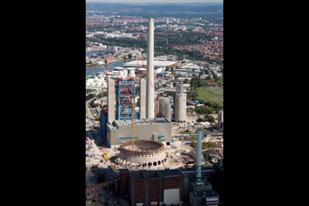 Vue oblique de Nouveau bâtiment de l'ENBW à le quartier Daxlanden in Karlsruhe dans le département Bade-Wurtemberg, Allemagne