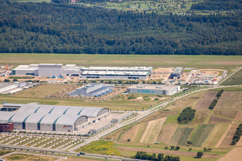 Vue aérienne de Prière d'affaires Nouvelle foire à le quartier Forchheim in Rheinstetten dans le département Bade-Wurtemberg, Allemagne