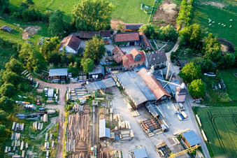 Vue d'oiseau de Moulin Schaidter à le quartier Schaidt in Wörth am Rhein dans le département Rhénanie-Palatinat, Allemagne