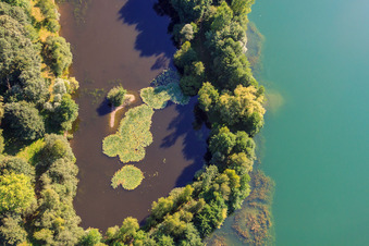 Vue aérienne de Lac Max Jordan à le quartier Urloffen in Appenweier dans le département Bade-Wurtemberg, Allemagne