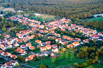 Vue aérienne de Waldstr à le quartier Schaidt in Wörth am Rhein dans le département Rhénanie-Palatinat, Allemagne