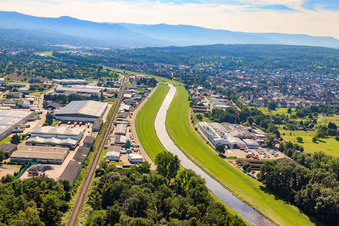 Vue aérienne de Krempel am Murgdamm à Kuppenheim dans le département Bade-Wurtemberg, Allemagne