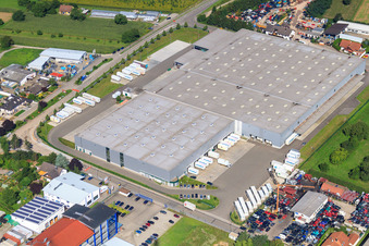 Vue aérienne de Zone industrielle Heinkelstraße avec Rhenus Logistics et Prologis Allemagne à Muggensturm dans le département Bade-Wurtemberg, Allemagne