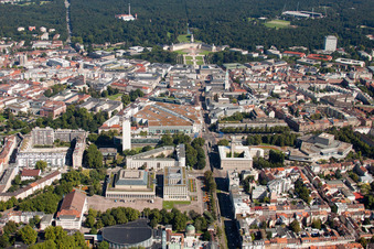 Vue aérienne de Hôtel Novotel Karlsruhe City Badenwerkstraße - Am Festplatz à le quartier Südweststadt in Karlsruhe dans le département Bade-Wurtemberg, Allemagne