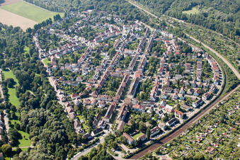 Vue oblique de Dammerstock à le quartier Weiherfeld-Dammerstock in Karlsruhe dans le département Bade-Wurtemberg, Allemagne