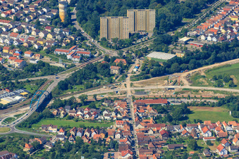 Vue oblique de Nouveau passage souterrain ferroviaire Ottstr à Wörth am Rhein dans le département Rhénanie-Palatinat, Allemagne