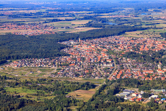 Vue aérienne de Buchstraße depuis l'ouest à Jockgrim dans le département Rhénanie-Palatinat, Allemagne