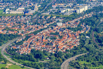 Vue aérienne de Quartier de l'ouest à le quartier Knielingen in Karlsruhe dans le département Bade-Wurtemberg, Allemagne