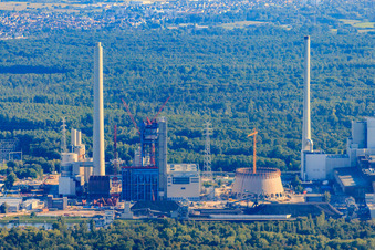 Nouveau bâtiment de l'ENBW à le quartier Daxlanden in Karlsruhe dans le département Bade-Wurtemberg, Allemagne vue d'en haut