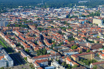 Vue aérienne de Boeckhstr à le quartier Südweststadt in Karlsruhe dans le département Bade-Wurtemberg, Allemagne