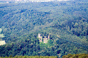Vue aérienne de Ruines de Minneburg à le quartier Neckarkatzenbach in Neunkirchen dans le département Bade-Wurtemberg, Allemagne