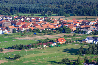 Vue aérienne de Fermes de réinstallation à Hatzenbühl dans le département Rhénanie-Palatinat, Allemagne