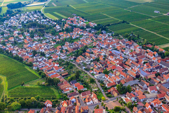 Vue aérienne de Vue du village depuis l'est à Insheim dans le département Rhénanie-Palatinat, Allemagne