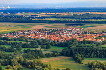Vue aérienne de Vue du village depuis le nord à Steinweiler dans le département Rhénanie-Palatinat, Allemagne