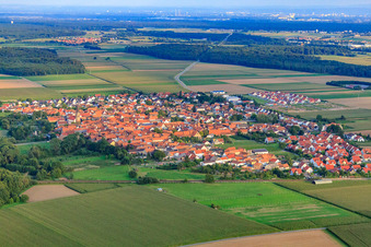 Vue oblique de Vue du village depuis le nord-ouest à Steinweiler dans le département Rhénanie-Palatinat, Allemagne