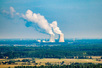 Vue aérienne de Centrale nucléaire du sud-est à Philippsburg dans le département Bade-Wurtemberg, Allemagne