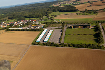 Vue aérienne de Entreprise de transport, de logistique et d'expédition Fixemer Logistics GmbH, Services internationaux de transport et de logistique à le quartier Borg in Perl dans le département Sarre, Allemagne