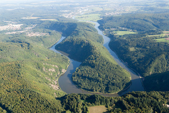 Vue aérienne de Saarschleife près de Mettlach-Dreisbach à Mettlach dans le département Sarre, Allemagne