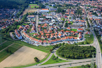 Vue aérienne de Ahornweg, Helmut-Braun-Ring à Rülzheim dans le département Rhénanie-Palatinat, Allemagne