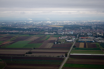 Vue aérienne de De l'ouest à le quartier Oggersheim in Ludwigshafen am Rhein dans le département Rhénanie-Palatinat, Allemagne