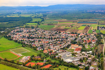 Vue aérienne de Terrains de sport de l'Eintracht Lambsheim et du Tennis Club Lambsheim à Lambsheim dans le département Rhénanie-Palatinat, Allemagne