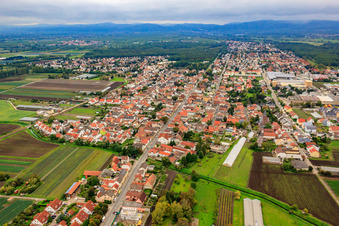 Vue aérienne de Rue principale à Maxdorf dans le département Rhénanie-Palatinat, Allemagne