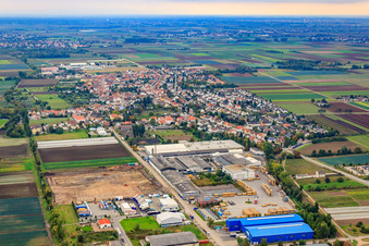 Vue aérienne de Zone industrielle Industriestr à Fußgönheim dans le département Rhénanie-Palatinat, Allemagne
