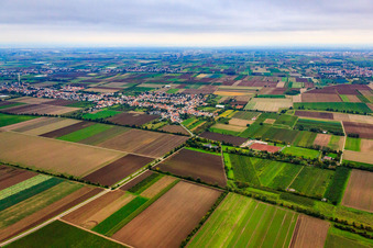 Vue aérienne de Vue du village depuis le nord-ouest à le quartier Rödersheim in Rödersheim-Gronau dans le département Rhénanie-Palatinat, Allemagne