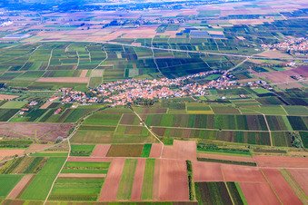 Vue aérienne de Vue du village depuis le sud à Großkarlbach dans le département Rhénanie-Palatinat, Allemagne