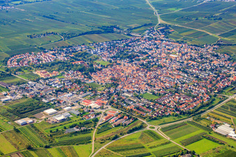 Vue aérienne de Vue de la ville depuis le nord-est à Freinsheim dans le département Rhénanie-Palatinat, Allemagne