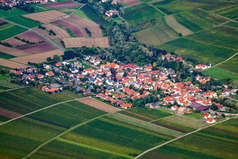 Photographie aérienne de Sausenheim à Bissersheim dans le département Rhénanie-Palatinat, Allemagne