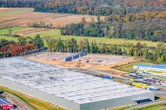 Vue aérienne de Zone industrielle de Horst, 2e phase de construction Gazely Logistics STS Group à le quartier Minderslachen in Kandel dans le département Rhénanie-Palatinat, Allemagne