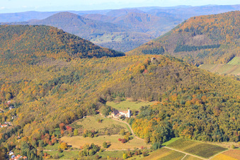 Vue d'oiseau de Slevogthof à Leinsweiler dans le département Rhénanie-Palatinat, Allemagne
