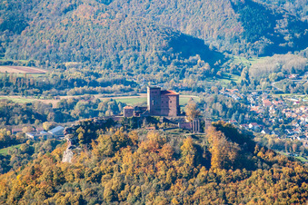 Château de Trifels à Annweiler am Trifels dans le département Rhénanie-Palatinat, Allemagne du point de vue du drone