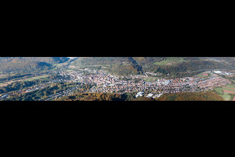 Vue aérienne de Panorama de la ville et des environs à Annweiler am Trifels dans le département Rhénanie-Palatinat, Allemagne
