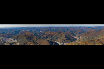 Vue aérienne de Panorama du Palatinat de Wernersberg à Rinnthal à Wernersberg dans le département Rhénanie-Palatinat, Allemagne