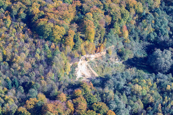 Vue aérienne de Bac à sable dans la forêt à le quartier Ingenheim in Billigheim-Ingenheim dans le département Rhénanie-Palatinat, Allemagne