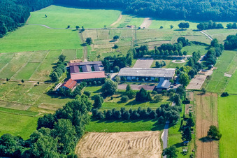 Vue aérienne de Centre équestre Berghausen à le quartier Berghausen in Pfinztal dans le département Bade-Wurtemberg, Allemagne