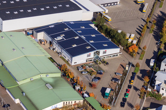 Vue aérienne de Zone industrielle de Horst, Frey Kitchen Center Design d'intérieur à le quartier Minderslachen in Kandel dans le département Rhénanie-Palatinat, Allemagne