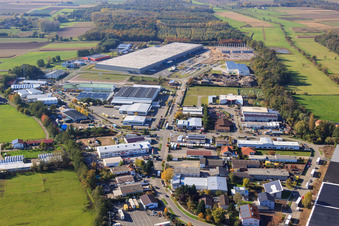 Vue aérienne de Zone industrielle de Horst, Barthelsmühlring à le quartier Minderslachen in Kandel dans le département Rhénanie-Palatinat, Allemagne