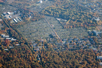 Quartier Oststadt in Karlsruhe dans le département Bade-Wurtemberg, Allemagne vue du ciel