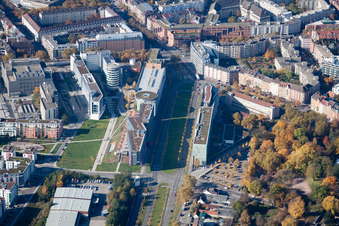Kriegsstraße Est à le quartier Südstadt in Karlsruhe dans le département Bade-Wurtemberg, Allemagne vue du ciel