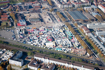 Vue aérienne de Station de mesure à le quartier Oststadt in Karlsruhe dans le département Bade-Wurtemberg, Allemagne