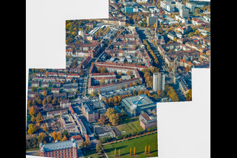 Vue aérienne de Gottesauer Platz sur la Durlacher Allee à le quartier Oststadt in Karlsruhe dans le département Bade-Wurtemberg, Allemagne