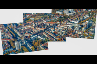 Vue aérienne de Gerwigstraße x Georg-Friedrich-Straße à le quartier Oststadt in Karlsruhe dans le département Bade-Wurtemberg, Allemagne