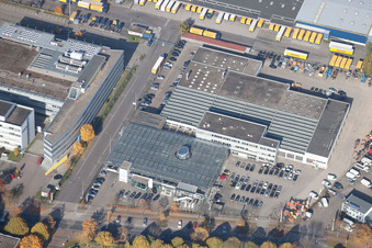 Photographie aérienne de Killisfeld, Iveco Süd-West Nutzfahrzeuge GmbH à le quartier Durlach in Karlsruhe dans le département Bade-Wurtemberg, Allemagne