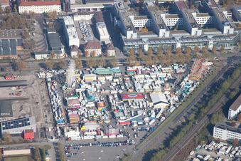 Vue oblique de Station de mesure à le quartier Oststadt in Karlsruhe dans le département Bade-Wurtemberg, Allemagne