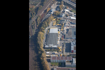 Entrepôts et bâtiment d'expédition SWS-Speditions-GmbH, Ottostraße à le quartier Durlach in Karlsruhe dans le département Bade-Wurtemberg, Allemagne vue d'en haut